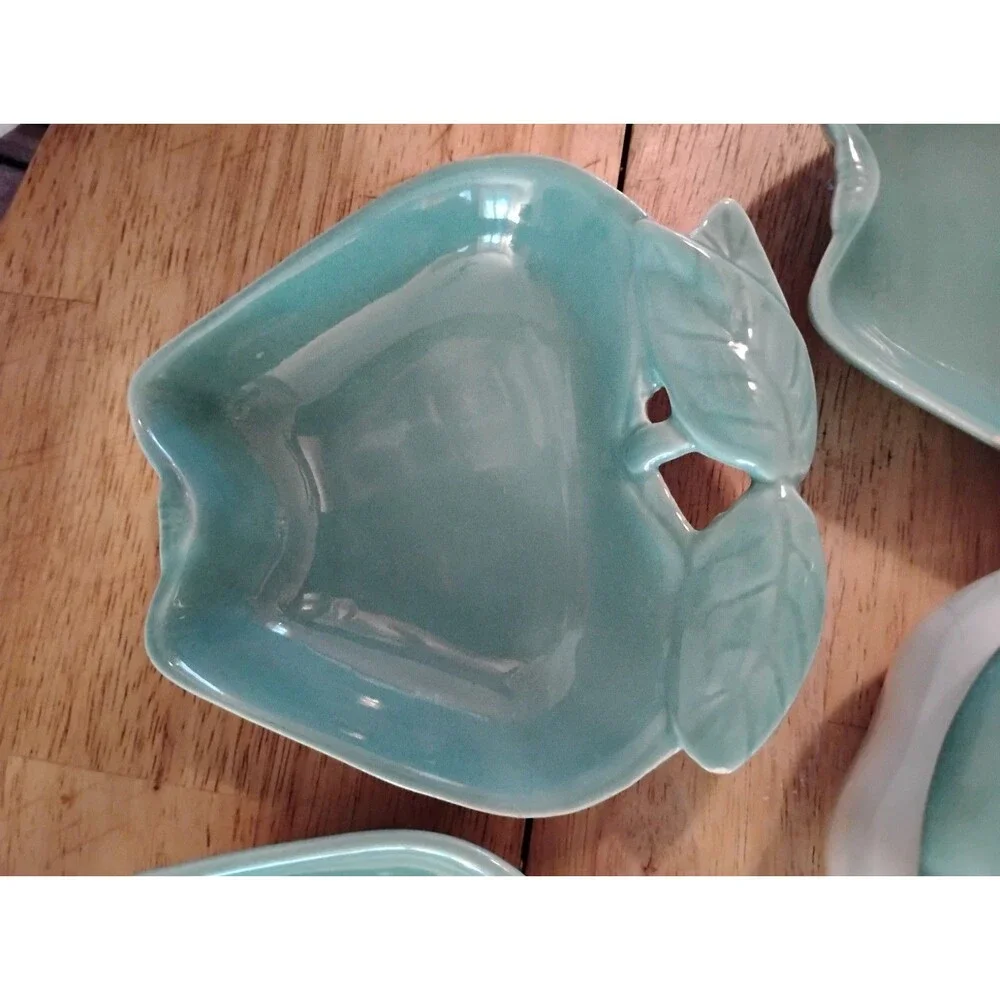 Hoenig of California Vintage Turquoise Apple-shaped Bowls Serving and Dip Set